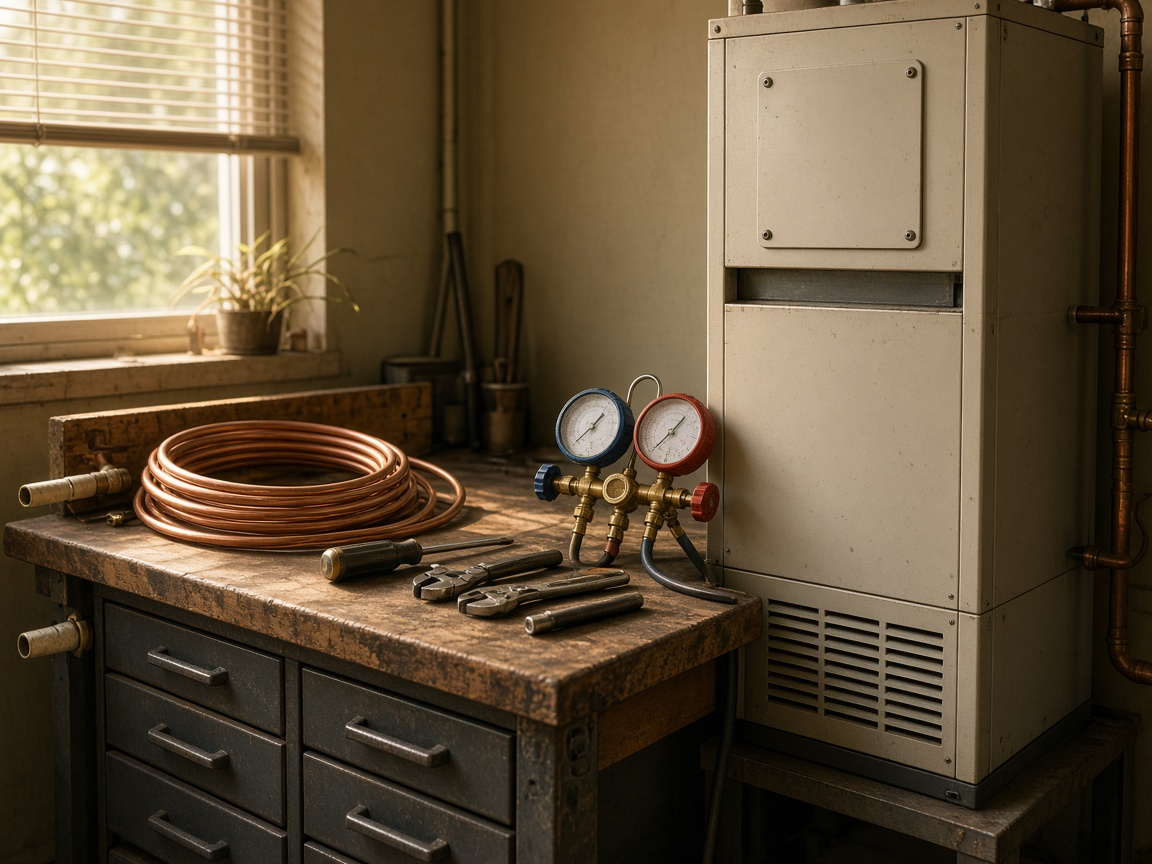 Line set and gauges on the shop bench