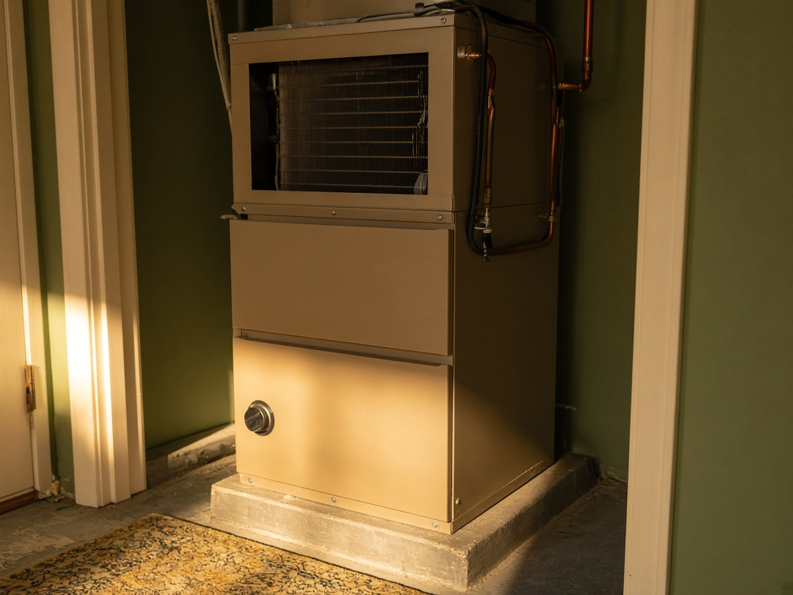 Furnace cabinet in a utility closet
